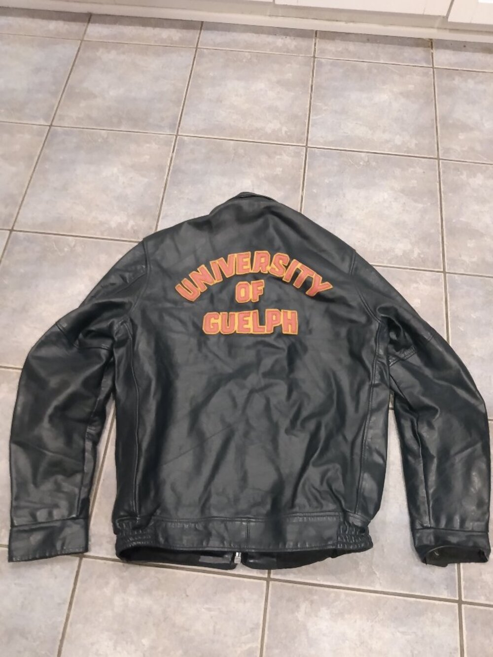 Vintage 80s University Of Guelph Leather Jacket Size 38 Medium Varsity